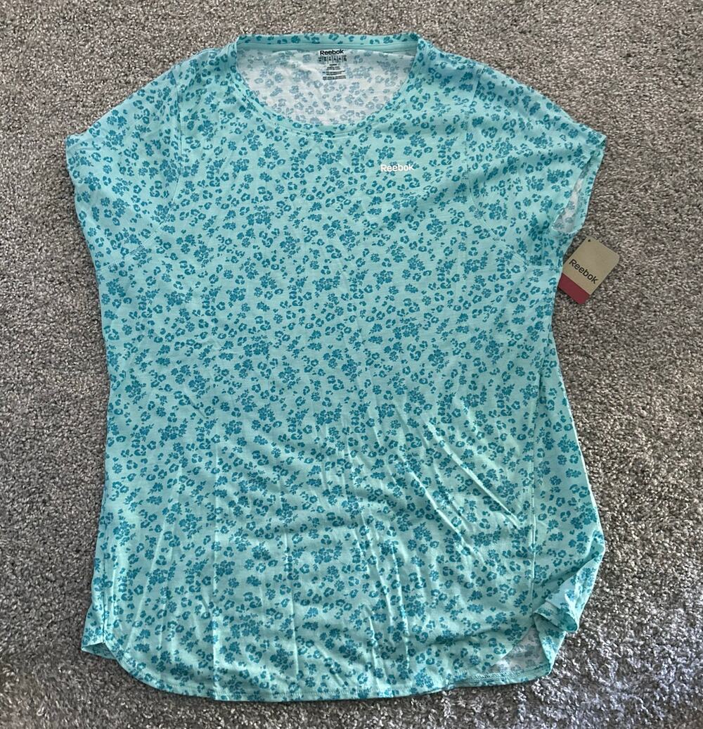 Reebok Shirt Womens XL Green Blue Athletic Lightweight Casual New With Tags